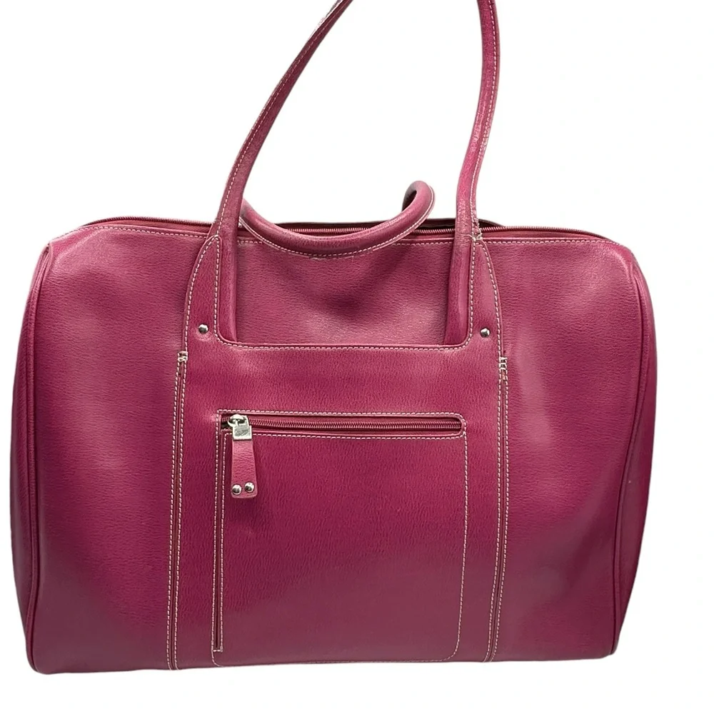 Franklin Covey leather briefcase laptop computer bag pink‎